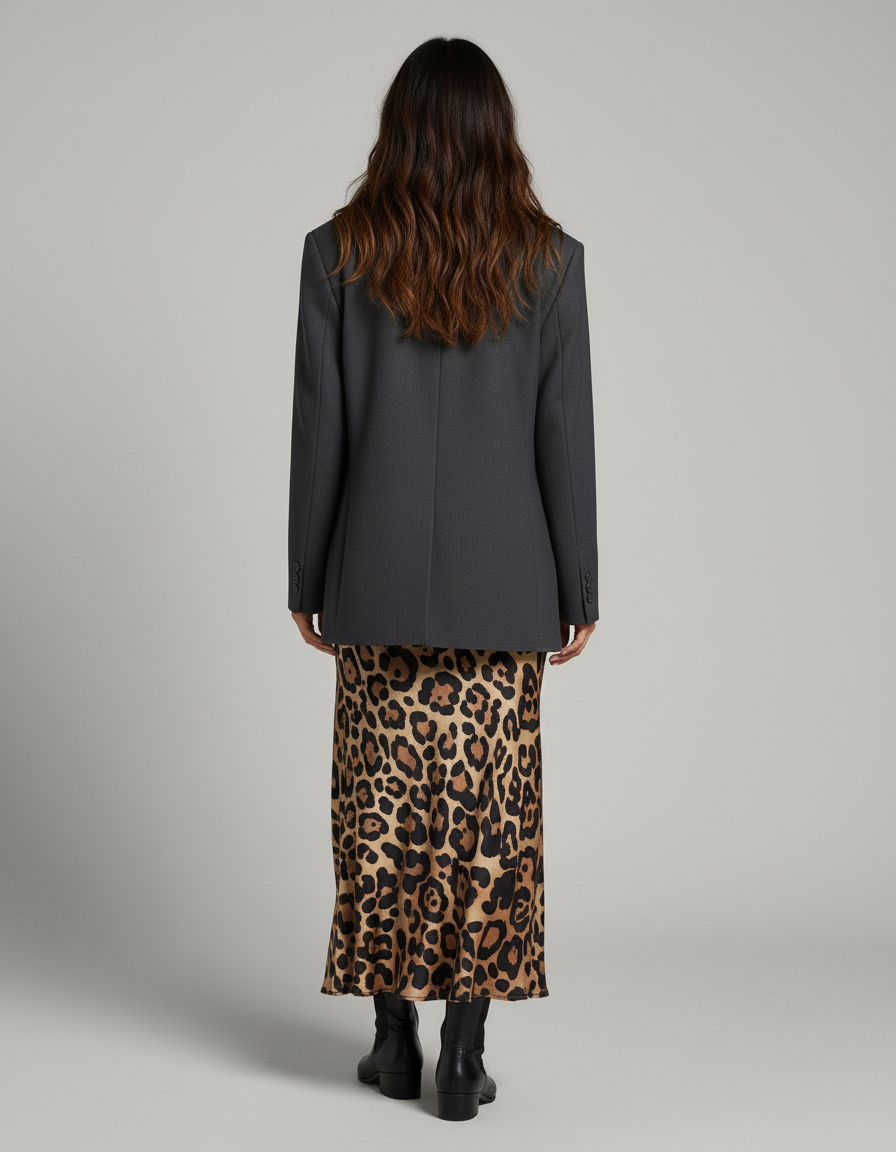 Jupe Léopard Satinée Longue Fluide