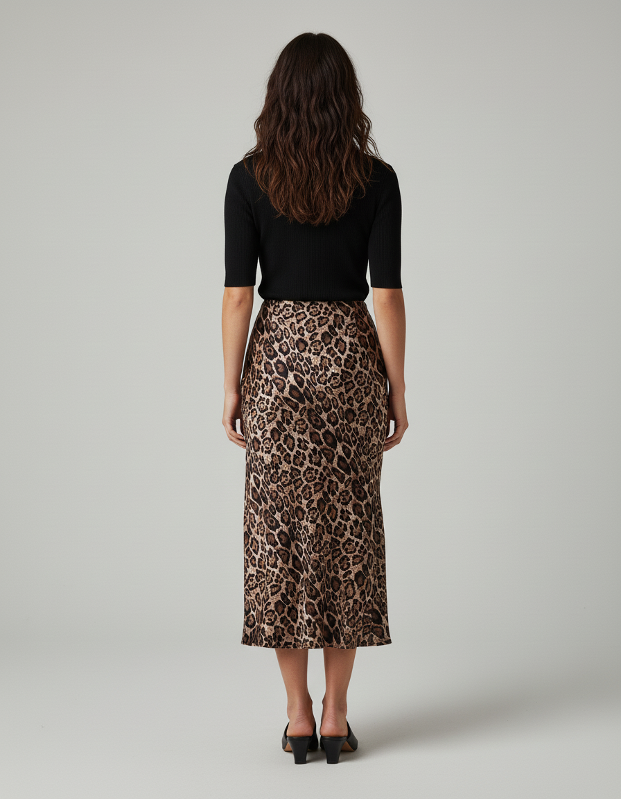Jupe Léopard Midi Fluide Élégante Raffinée