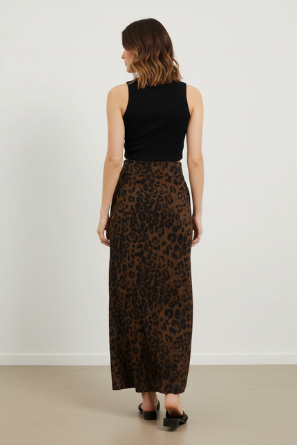 Jupe Léopard Mi-Longue Fluide Élégante