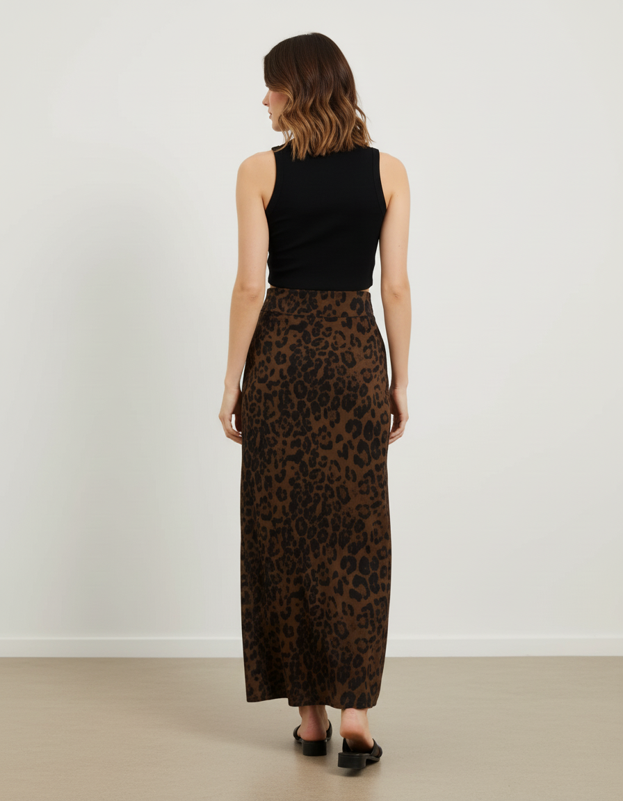 Jupe Léopard Mi-Longue Fluide Élégante