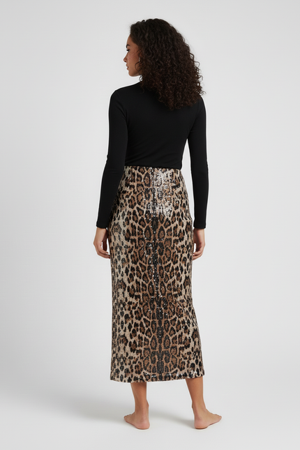 Jupe Léopard Longue Slim Chic