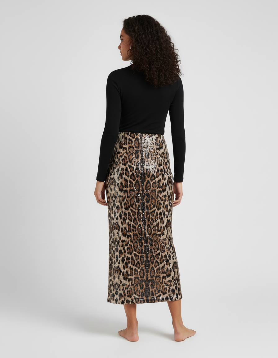 Jupe Léopard Longue Slim Chic