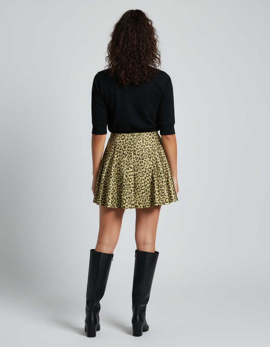 Jupe Léopard Mini Plissée Chic