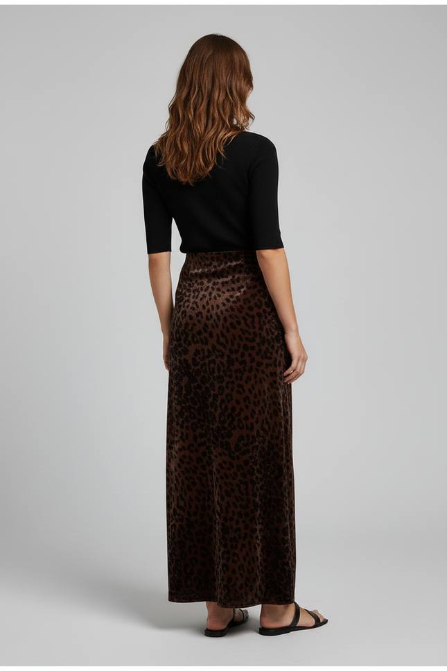 Jupe Léopard Velours Longue Élégante