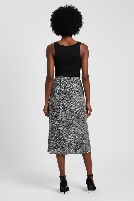 Jupe Léopard Fendue Fluide Élégante
