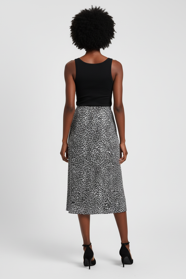 Jupe Léopard Fendue Fluide Élégante