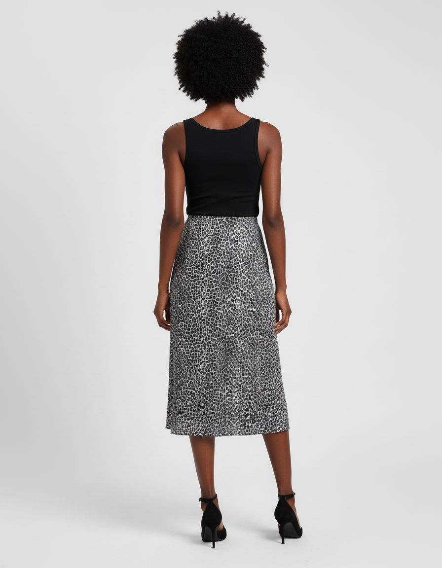 Jupe Léopard Fendue Fluide Élégante