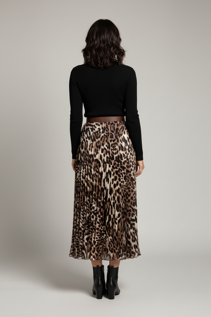 Jupe Plissée Longue Leopard