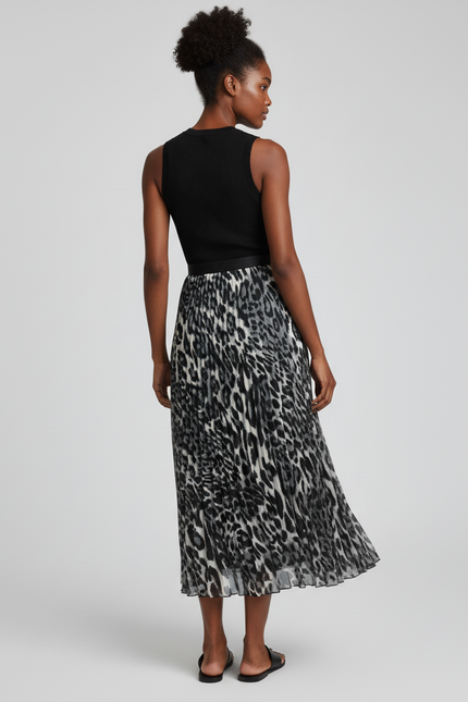 Jupe Plissee Leopard