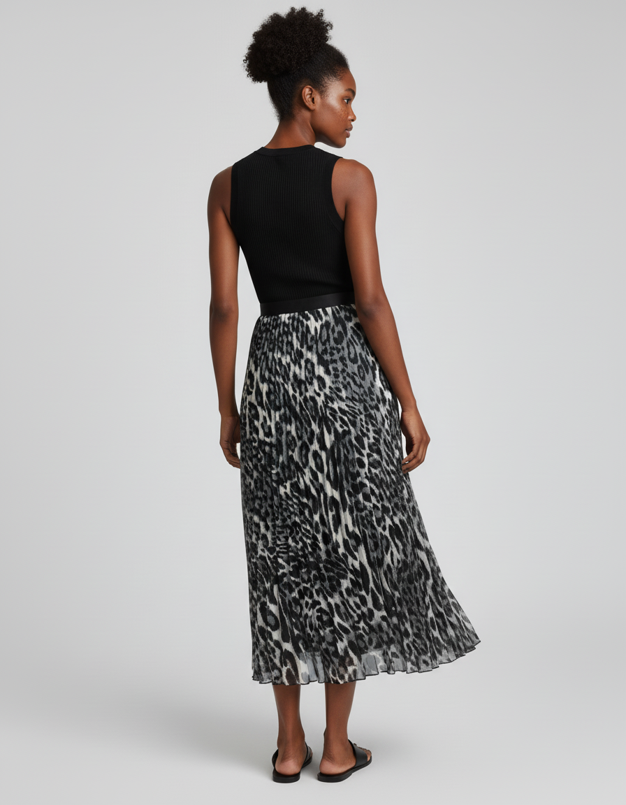 Jupe Plissee Leopard