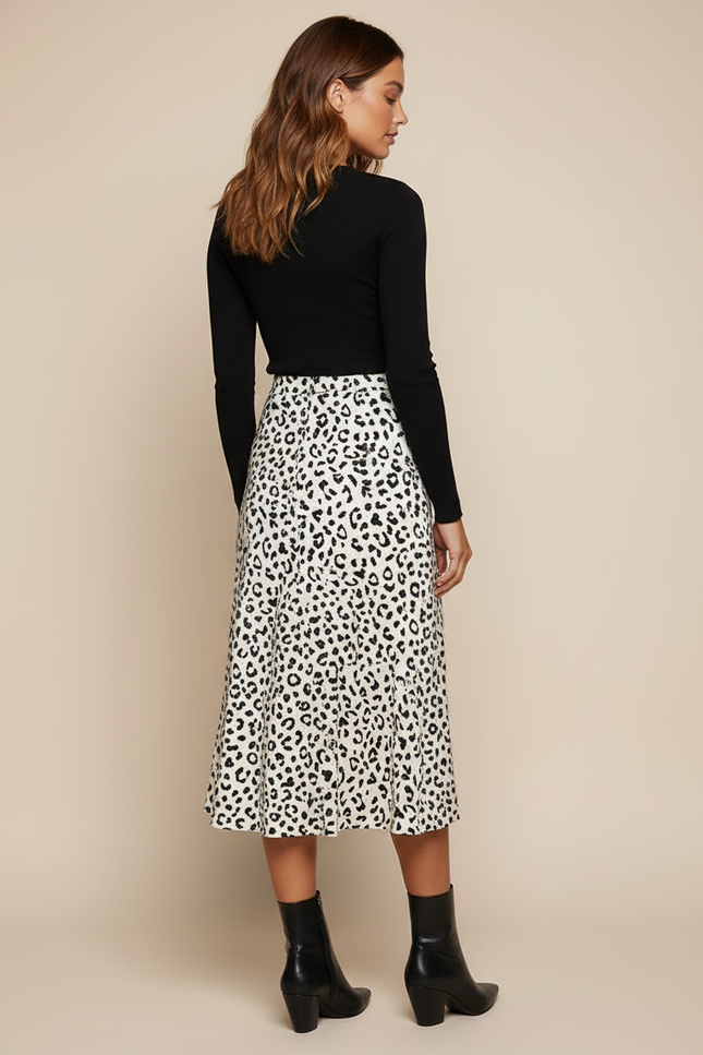 Jupe Longue Leopard Noir Et Blanc