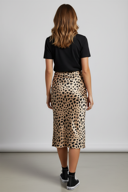 Jupe Léopard Satinée Fluide Élégante