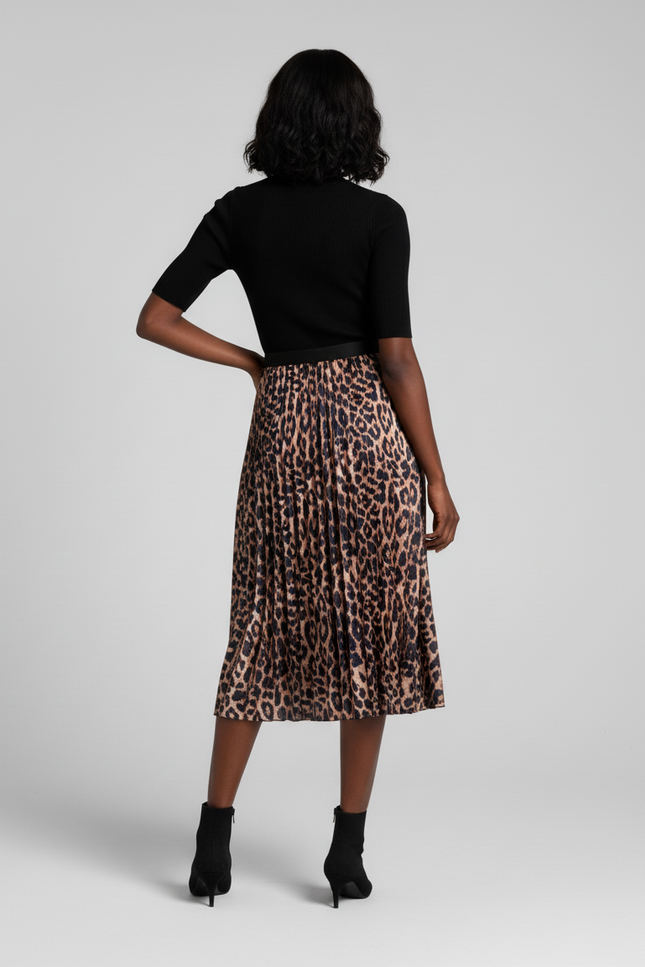 Jupe Midi Leopard Satin