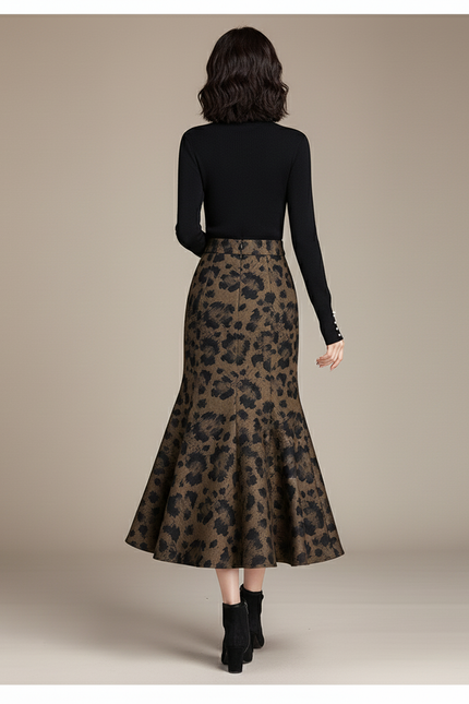 Jupe Léopard Coupe Sirène Élégante
