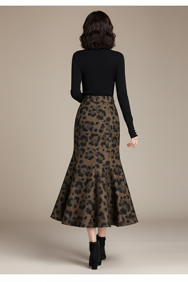 Jupe Léopard Coupe Sirène Élégante