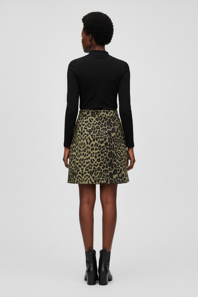 Jupe Léopard Kaki Suède Chic