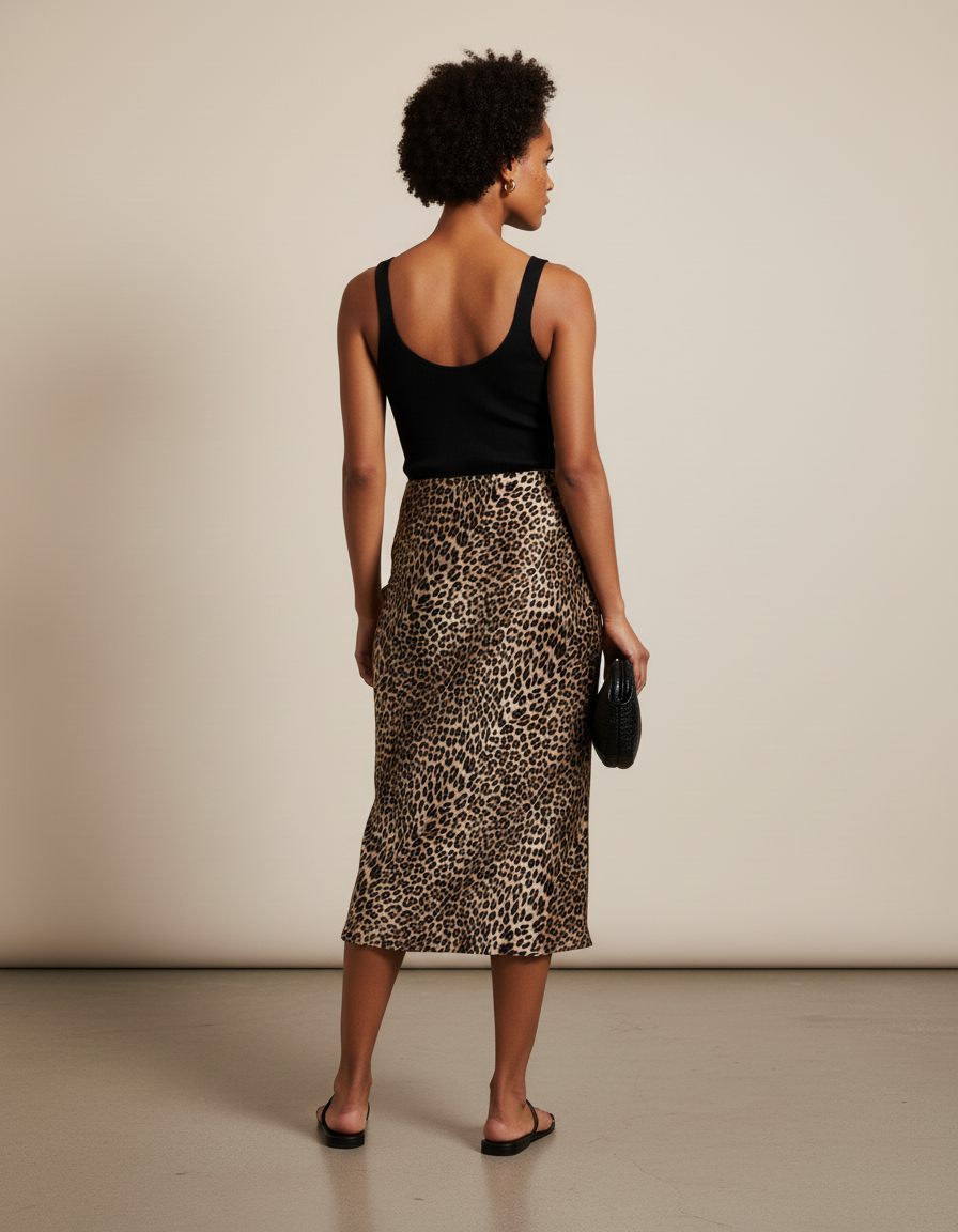 Jupe Leopard Femme Satin