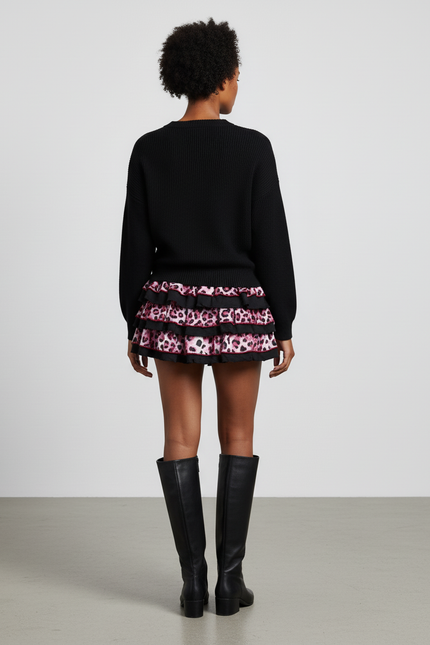 Jupe Léopard À Volants Rose Chic