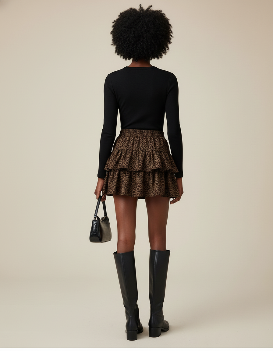 Jupe Courte A Volant Leopard
