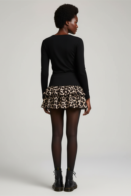 Jupe Léopard Bouffante Courte Chic