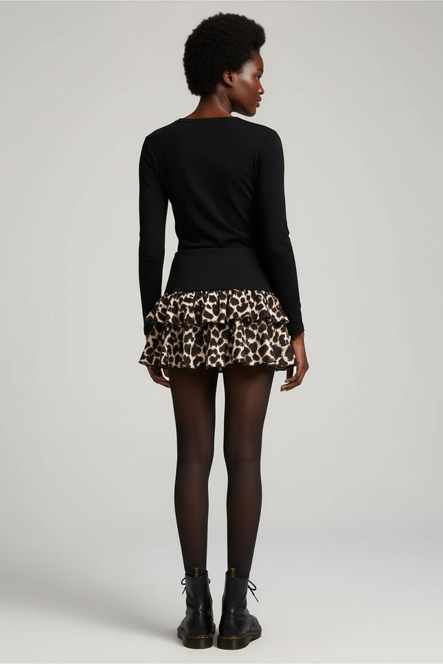 Jupe Léopard Bouffante Courte Chic