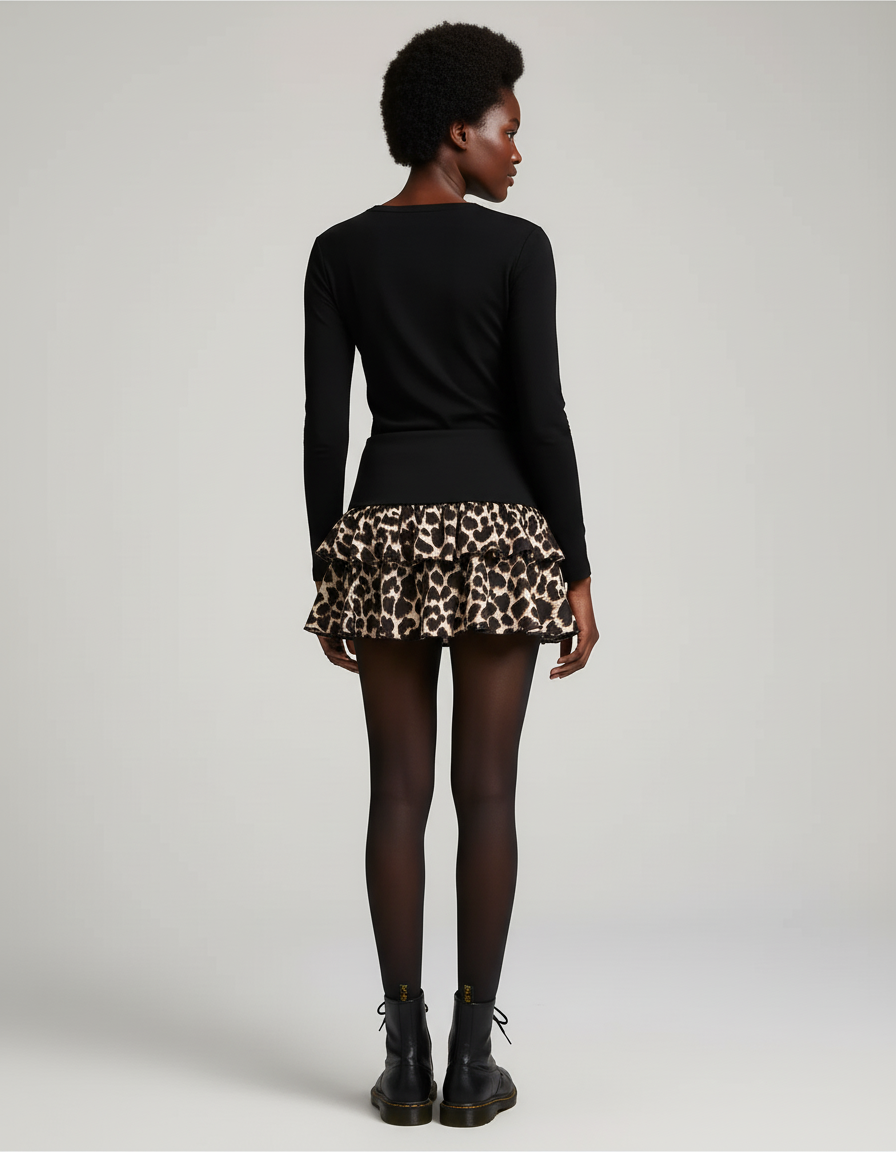 Jupe Léopard Bouffante Courte Chic