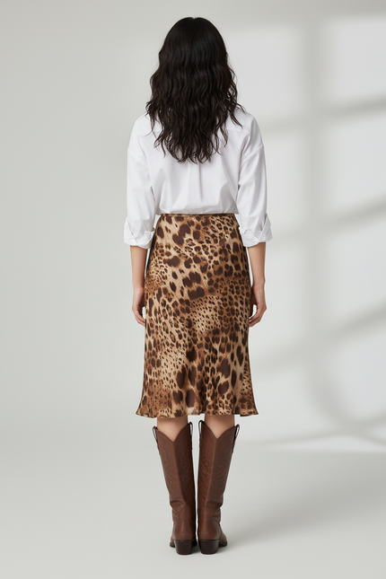 Jupe Léopard Midi Fluide Chic