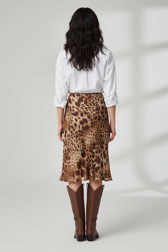 Jupe Léopard Midi Fluide Chic