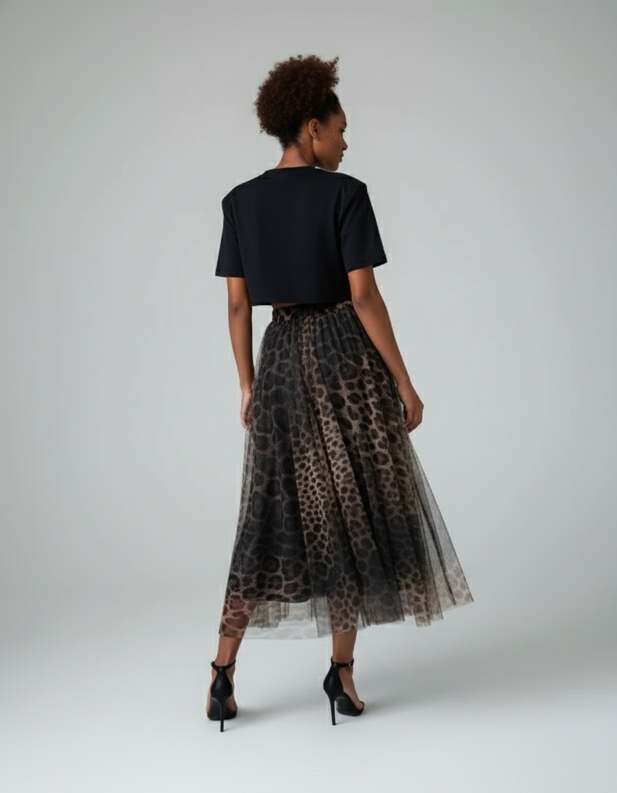 Jupe Longue Tulle Leopard