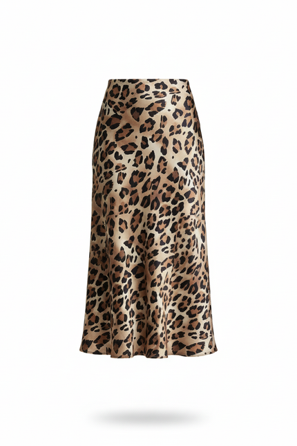 Jupe Longue Satin Leopard