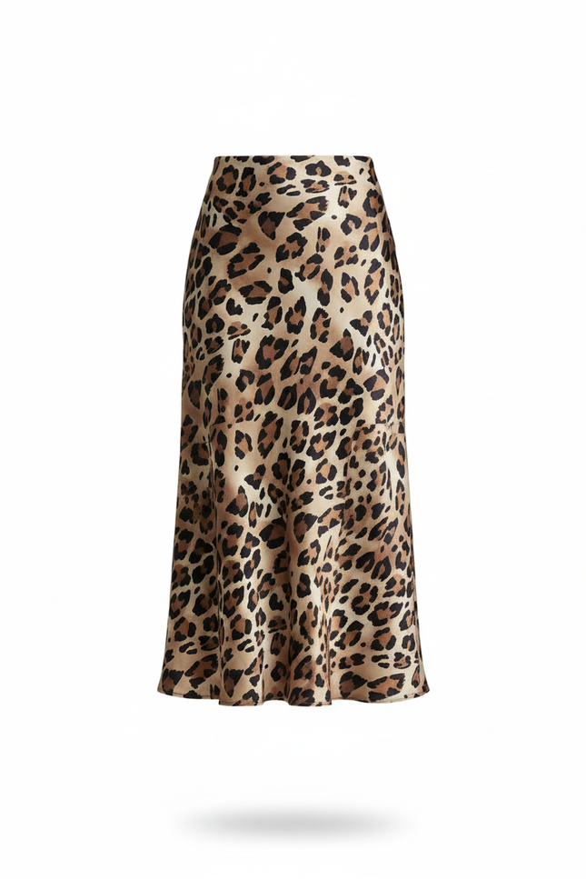 Jupe Longue Satin Leopard