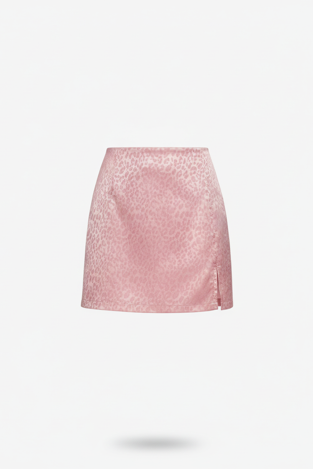 Jupe Léopard Rose Satin Fluide
