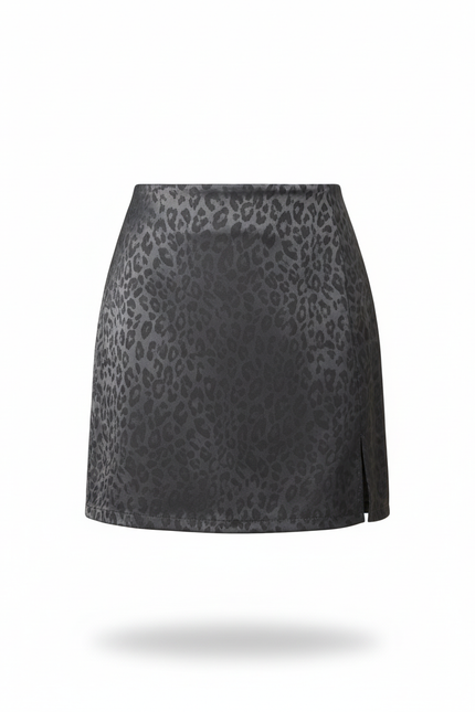 Jupe Léopard Gris Satin Chic