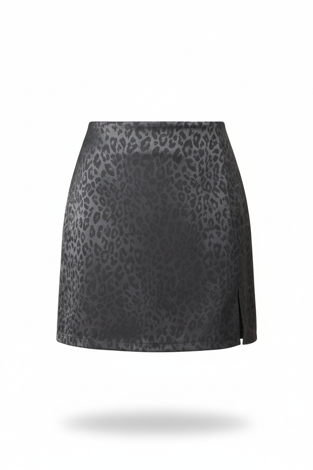 Jupe Léopard Gris Satin Chic