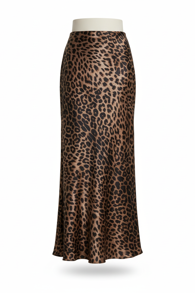 Jupe Léopard Longue Satinée Fluide