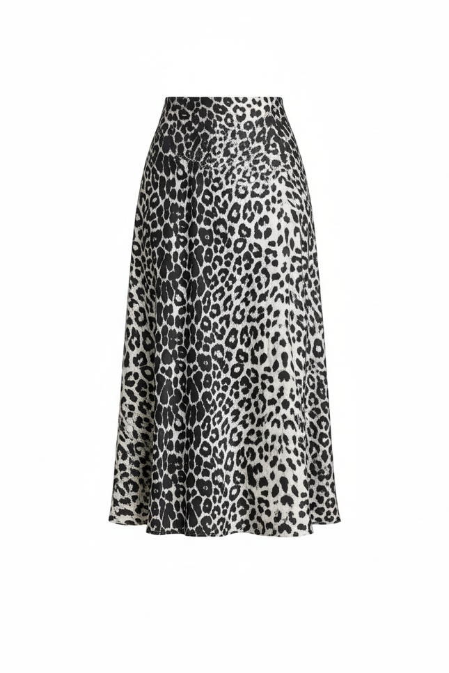 Jupe Léopard Satinée Évasée Élégante