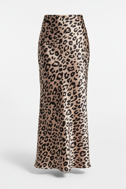 Jupe Léopard Satin Maxi Fluide