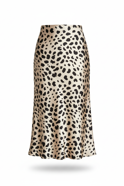 Jupe Léopard Satin Fluide Midi