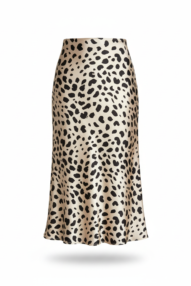 Jupe Léopard Satin Fluide Midi