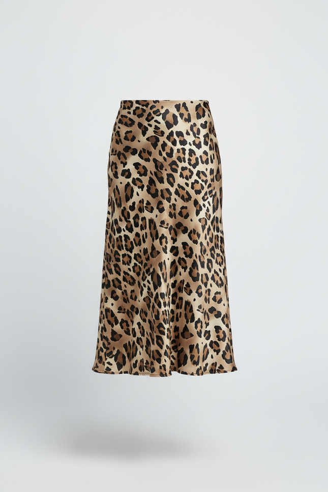 Jupe Léopard Fluide Satinée Élégante