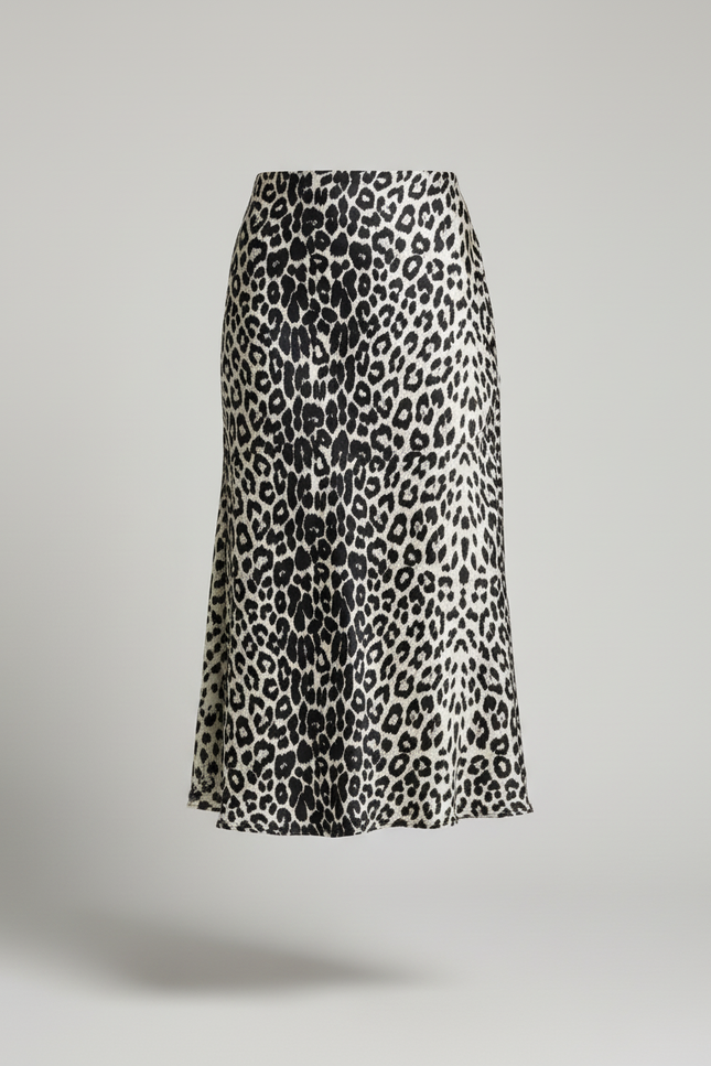 Jupe Léopard Satinée Fluide Midi