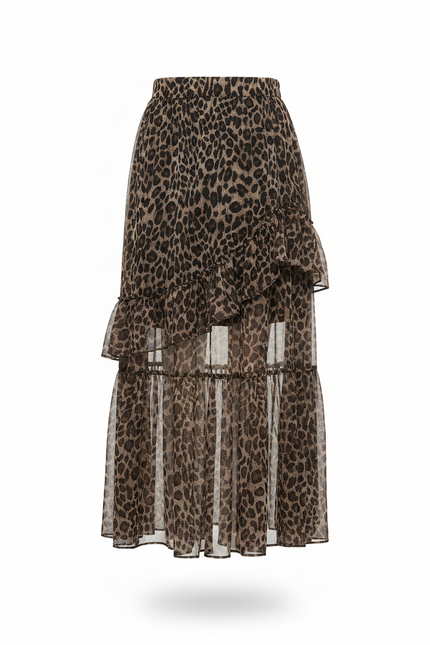 Jupe Léopard Chiffon Volants Fluide