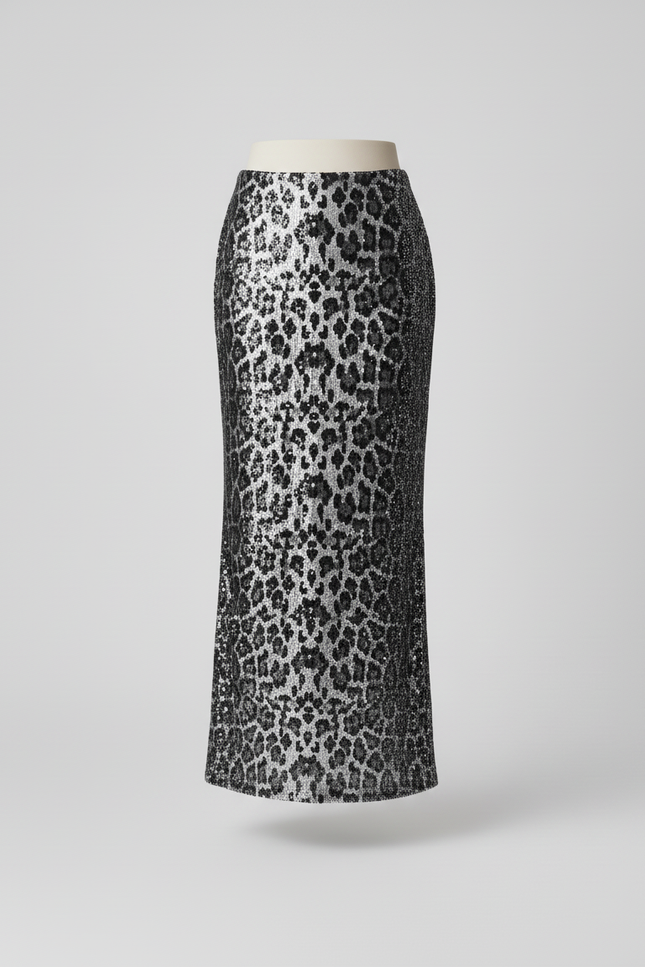Jupe Léopard Pailletée Longue Chic