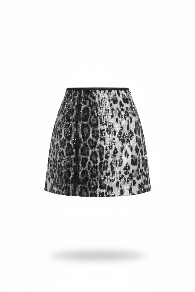 Jupe Léopard À Sequins Chic Mini