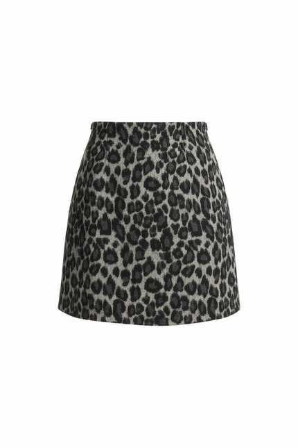 Jupe Léopard Mini Grise Chic Urbaine