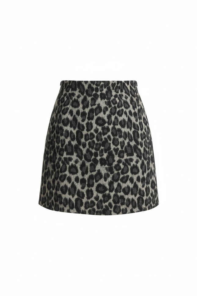 Jupe Léopard Mini Grise Chic Urbaine