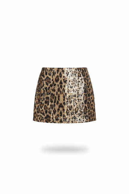 Jupe Léopard À Sequins Mini Sexy