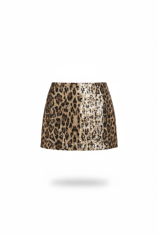 Jupe Léopard À Sequins Mini Sexy
