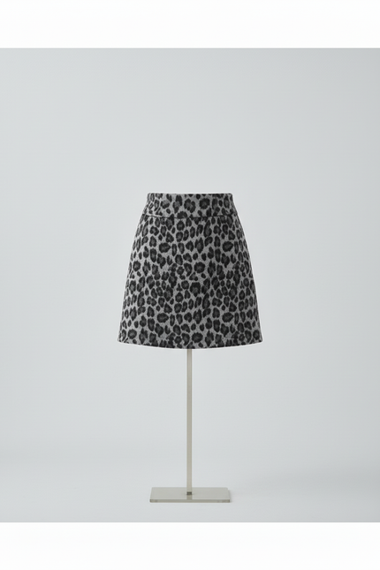 Jupe Léopard Mini Motif Gris Chic