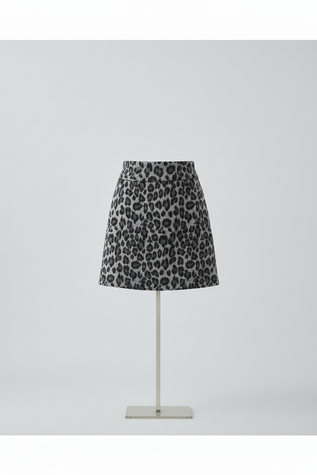 Jupe Léopard Mini Motif Gris Chic